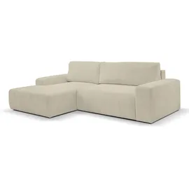 werk2 Ecksofa WERK2 "Rotterdam-L, kuschelweicher Cord oder Breitcord, L-Form, Breite 267 cm", beige (natur), B:267cm H:85cm T:165cm, 90% Polyester, 10% Nylon, Sofas, Ecksofa, Design Ecksofa mit Schlaffunktion & Bettkasten, Cord, Natur