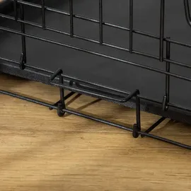 PawHut Transportkäfig Drahtkäfig mit Gitter Hundebox Transportbox Kleintierkäfig Reisebox zusammenklappbar Metall Schwarz 76 x x cm - schwarz