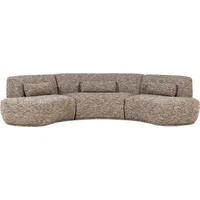 Woood Sofa Batavier 6-Sitzer robuster Melange-Stoff, modern halbrund, hellbraun, inkl. Kissen