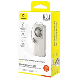 Baseus Free2Pull Powerbank mit Usb-c-anschluss und einziehbarem USB-C-Kabel - grau