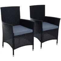 Rattan Gartensessel Polyrattan Stuhl Gartenstuhl 2er Set Garten Sessel Schwarz