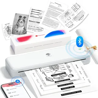 Phomemo M834 Thermodrucker A4, Mobiler Drucker für Unterwegs Kompatibel mit Android und iOS, Tragbare Drucker Unterstützt A4 Thermopapier für Büro, Schule, Zuhause, Unternehmen und Unterwegs