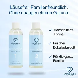 hoofdzorg kliniek Läuse Weg Klinik Premium Läuseshampoo in Kombination mit hochdosierter Lotion für Erwachsene – Kinder 200 ml Shampoo