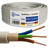 M&G Techno 80m NYM-J 3x2,5 mm2 Mantelleitung Feuchtraumkabel Elektrokabel Kupfer Made in Germany