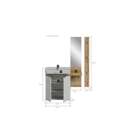 Möbel Kraft NARO Garderobenkombination 148,00x37,00x194,00 Grau