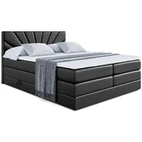 Altdecor Boxspringbett Schwarz Hochglanz, Höhe ca. 20 cm, 200x200