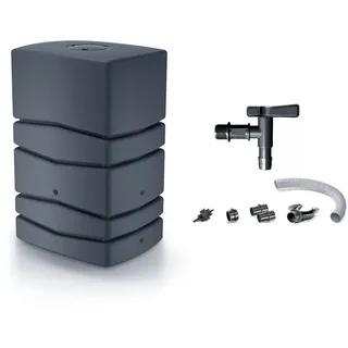 Kreher Regentonne XXL Wassertank "AQUA TOWER" 450 Liter in GLATTER OPTIK mit Füllautomat, 450 l, (1-tlg) schwarz