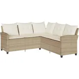 vidaXL L-förmiges Couchsofa mit Kissen Beige Polyrattan