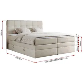 MKS Meble Boxspringbett, Beige, Textil, 2-Sitzer, H4, Rechteckig, 160x200 cm Schlafzimmer, Betten, Boxspringbetten