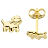 Jobo Paar Ohrstecker Hund, 333 Gold gelb|goldfarben