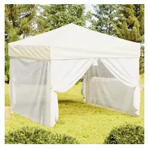 vidaXL Partyzelt Faltbar mit Mesh-Seitenwänden Creme 3x3 m