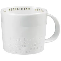 Tasse BREAKFAST GUTEN TAG (DH 9.50x8.50 cm) - weiß - DH 9.50x8.50 cm