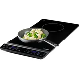 DOMO DO30211IP Doppelkochplatte - vertikale Induktionskochplatte - 2 Kochfelder - mit Timer, Schwarz