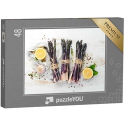 puzzleYOU Puzzle Frischer lila Spargel mit Zitronen und Knoblauch, 48 Puzzleteile, puzzleYOU-Kollektionen Essen und Trinken