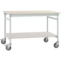 Manuflex BASIS mobil mit Kunststoff-Platte + Zwischenboden, BxTxH: 1250 x 600 x 850 mm
