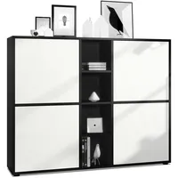 Vladon Highboard, Weiß, 130.5x105.5x35.5 cm, Wohnzimmer, Kommoden & Sideboards,