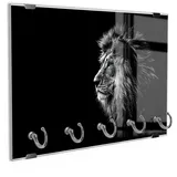 DEQORI Schlüsselbrett 'König der Tiere im Profil', (1 St), Schlüsselhalter Schlüssel Haken Schlüsselboard modern Schlüsselleiste schwarz