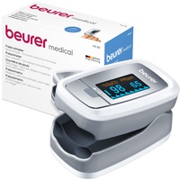 Beurer PO 30 Pulsoximeter, Messung von Sauerstoffsättigung (SpO2) und Herzfrequenz (Puls), Fingeroximeter mit Farbdisplay, schmerzfreie Anwendung am Finger, 6,1 x 3,6 x 3,2 cm, weiß