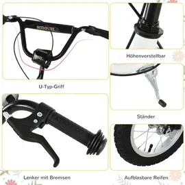 Homcom Kinderroller ab 5 Jahre Scooter Kinderscooter Tretroller Cityroller Kinder Roller Kickboard mit Luftreifen 12 Zoll Gummi Aluminium Weiß 120 x 58 x 80-85 cm