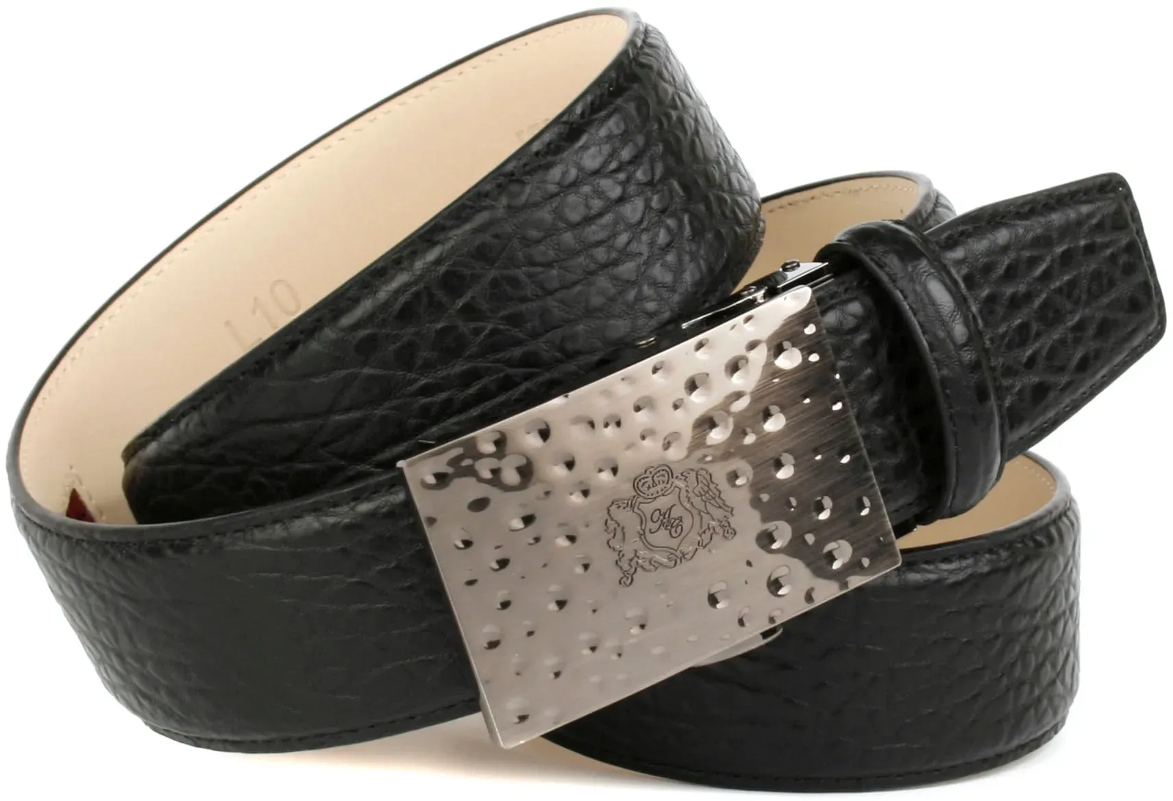 Anthoni Crown Ledergürtel für Jeans mit Anthoni Crown Wappen Anthoni Crown schwarz 95