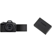Canon EOS R50 Systemkamera + RF-S 18-45 is STM Objektiv - Spiegellose Kamera & 9967B002 Akku LP-E17, schwarz