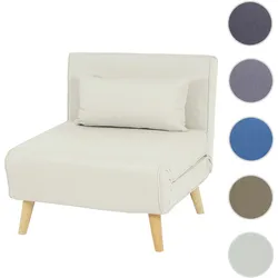 Schlafsessel HWC-D35, Schlafsofa Funktionssessel Klappsessel Relaxsessel Jugendsessel Sessel, Stoff/Textil ~ creme-beige