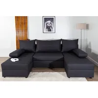 Wohnlandschaft COLLECTION AB "Pico U-Form", grau (anthrazit), B:220cm H:39cm T:158cm, 100%Polyester, Sofas, Wohnlandschaft,2 X Ottomane,Polyätherschaum Polsterung