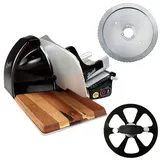 Berkel Home Line 200 Plus schwarz – Profi Aufschnittmaschine/Allesschneider mit BAUSATZ gezahntes Messer für Brot & handgefertigtem Einlegebrett – präzise, leise, sicher, kompakt