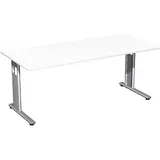 Geramöbel Flex Schreibtisch weiß rechteckig, C-Fuß-Gestell silber 180,0 x 80,0 cm