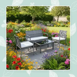 Relaxdays Gartenmöbel Set 4-tlg. Grau
