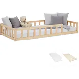 Homestyle4u Kinderbett Natur 90 x 200 cm Kiefer braun