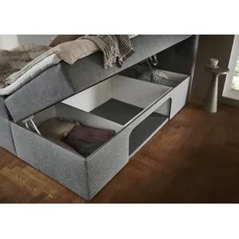 PLACES OF STYLE Boxbett PLACES OF STYLE "Carolin", grau (taupe), B:142cm L:210cm, Komplettbetten, mit Nische inkl. gepolsterter Unterlage für Haustiere