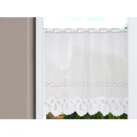 HOME WOHNIDEEN "LEONORA", weiß, B:150cm H:30cm, Wirkware, Polyester, Gardinen, Gardine, Kurzstore Jacquard, Scheibengardine
