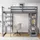 stilvora Hochbett mit Schreibtisch 140 x 200 cm Kiefer massiv grau