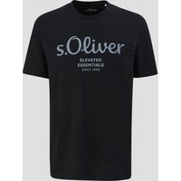 s.Oliver Herren T-Shirt mit Label-Print, black, XXL