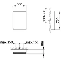 Keuco Spiegelschrank Royal Modular 2.0 500x700x160mm, o SD, WV,