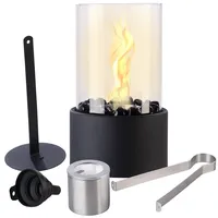 Carlo Milano Kamin: Bio-Ethanol-Tischkamin mit Deko-Steinen und 2 Brennkammern, schwarz (Ethanol-Kamin Tischkamin, Bioethanol Tischkamin Indoor)