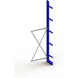 Meta Kragarmregal Anbau IPE140 einseitig 3500x1000x400 mm Enzianblau + 5 Armen + Ständer Multistrong M