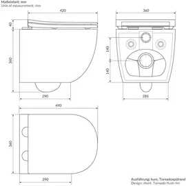 luxebath Wand-WC mit WC-Sitz Weiß Nano