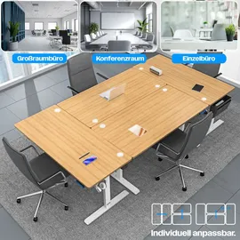Kesser KESSER® Höhenverstellbarer Schreibtisch elektrisch Ergonomisch Steh-Sitz Schreibtisch 3-Funktions-Memory Steuerung Inkl. 360° Rollen USB-Ladeanschluss Computertisch für Homeoffice