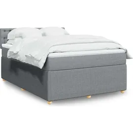 vidaXL Boxspringbett mit Matratze Hellgrau 140x200 cm Stoff