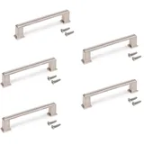 Emuca Lot von 5 Möbelgriffe, L147.5mm, 128mm Achsenabstand, Zamak, Nickel satiniert