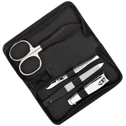 Maniküre-Etui Leder 4-teilig schwarz