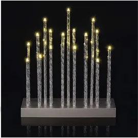 EMOS LED Kerzenständer mit 19 Kerzen, silbern Glanzeffekt, Batteriebetrieben 3X AA, Innenbereich IP20, 6/18h Timer-Funktion, 28, 5 x 25 cm, DCAW02, Silber