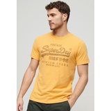 Superdry T-Shirt »Basic Shirt CLASSIC VL HERITAGE T SHIRT mit Logodruck«, (Klassische Passform mit Rundhalsausschnitt), aus pflegeleichter Baumwolle für ein angenehmes Tragegefühl, Gr. S, amber yellow, , 49734341-S