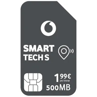 Vodafone Smart Tech S, 500 MB Daten, für smarte Geräten, GPS Tracker, Telemetrie, Alarm Systeme (Nicht für Smartphones, Tablets, Keine Sprachanrufe) ABO 24 Monate Laufzeit, IoT, M2M SIM