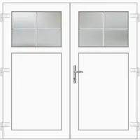 Doppel Kunststoff Nebeneingangstür "ANTONIA-Q" 71 mm Sprossen Weiß RAL 9016 beidseitig außen öffnend DIN rechts