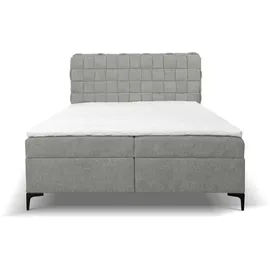 venasi ROMA Boxspringbett 140x200 mit 2 Bettkästen und TOPPER H2/H3 Matratze GRAU Aragon 83 - Grau