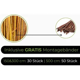 ogrodzenia wiklinowe Windschutz 100 x 500 cm Naturbelassen Holz