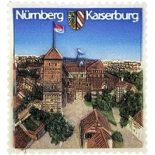 Souvenir Kühlschrankmagnet – Quadratischer Magnet mit Kaiserburg Nürnberg in 3D Optik – Reiseandenken & Geschenkidee